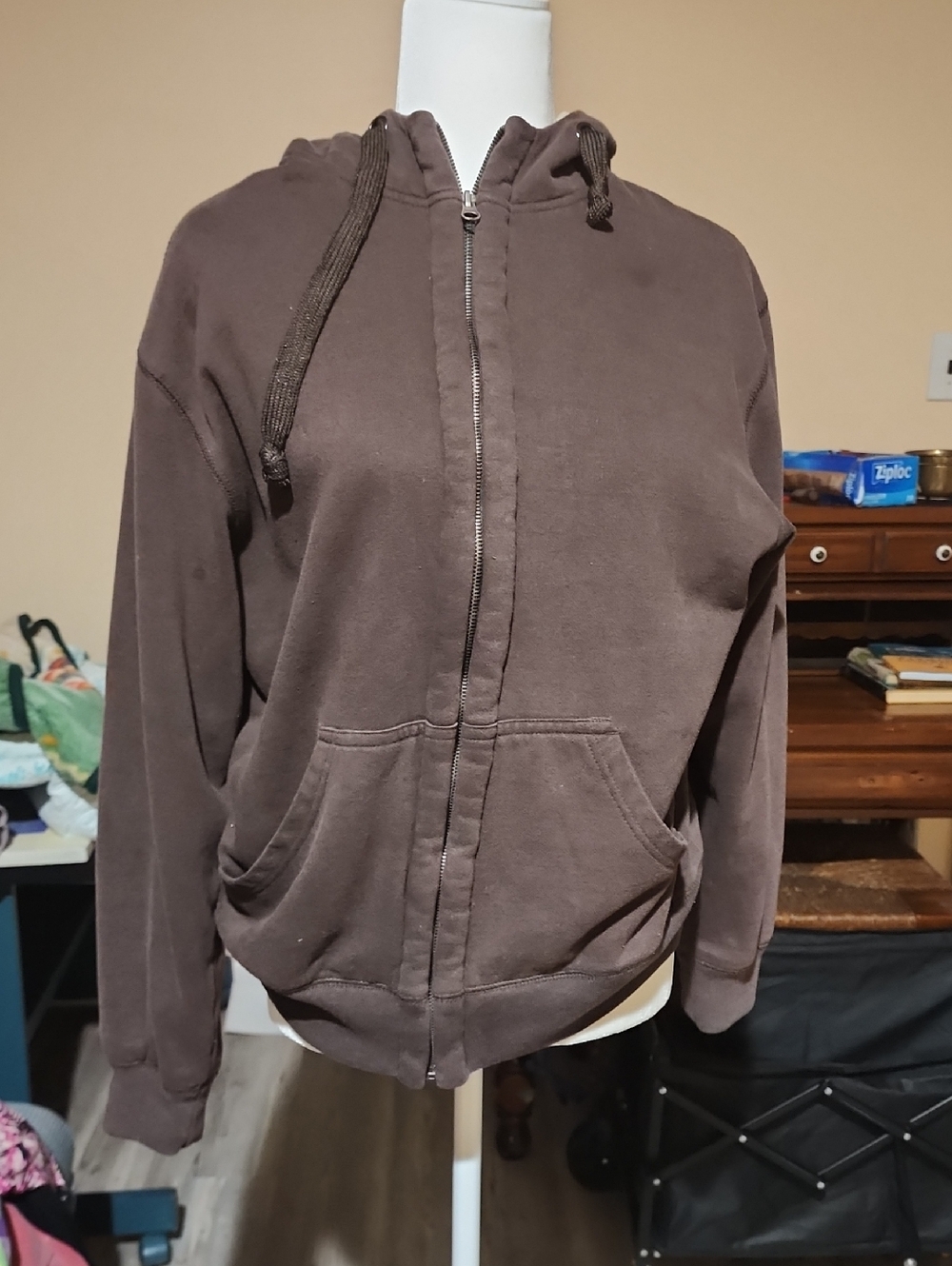 Faded Glory Brown Full-Zip Hoodie Sweatshirt